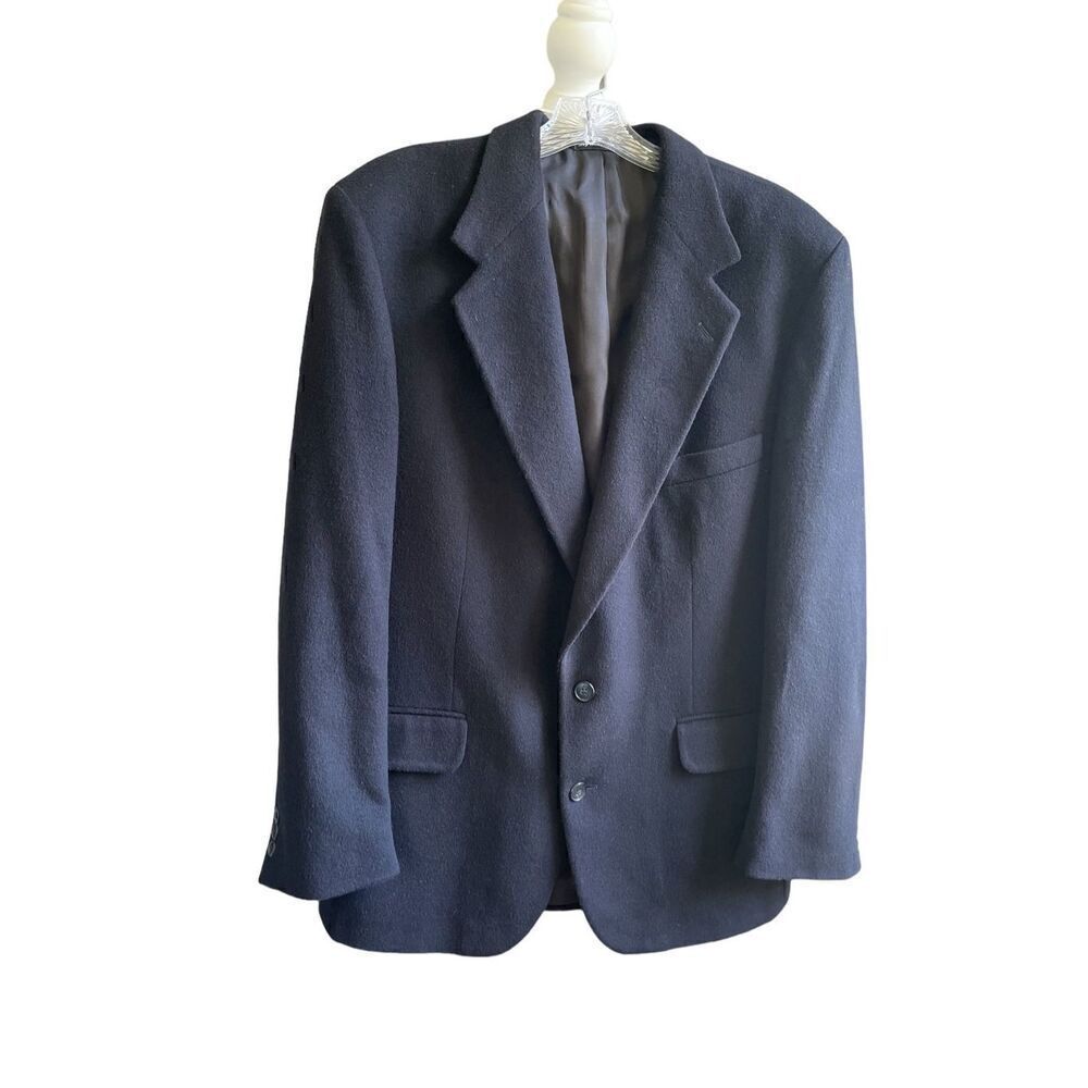 Men’s Black Wool Blend Camel Hair Sports Coat Size 44